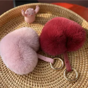 Belt Rex Rabbit Fur Love Heart-shaped Pendant